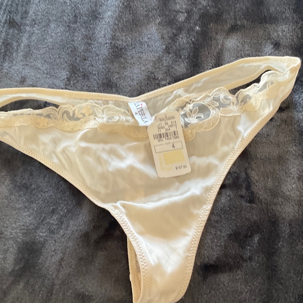 NWT LA PERLA IVORY LACE THONG UNDERWEAR LARGE 4